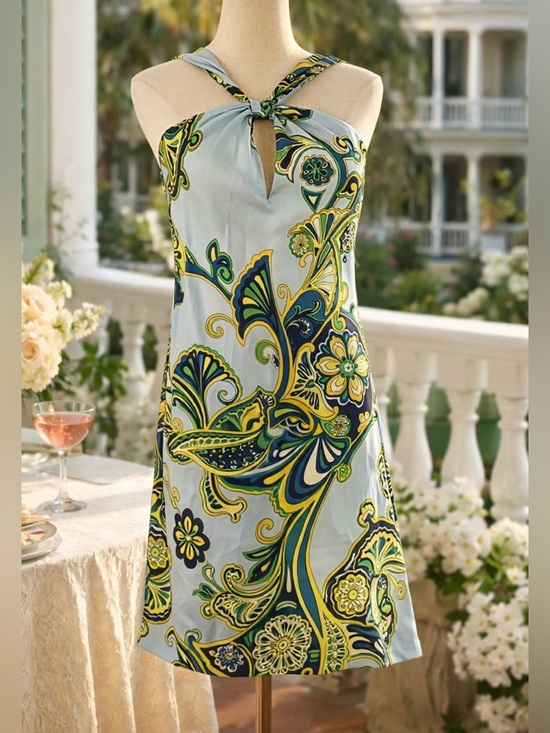 Banana Republic Dresses & Skirts - Banana Republic,Silk Halter Mini Dress  Paisley Resort Bridal Shower,EUC,Size 10